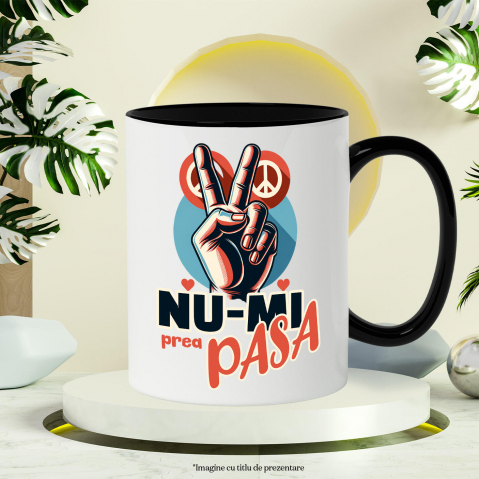 Cana Personalizata Semn de Pace Sarcastic „Nu-mi Prea Pasă” cu Inimi Roșii - Cadou Personalizat Amuzant [2]