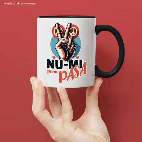 Cana Personalizata Semn de Pace Sarcastic „Nu-mi Prea Pasă” cu Inimi Roșii - Cadou Personalizat Amuzant [1]