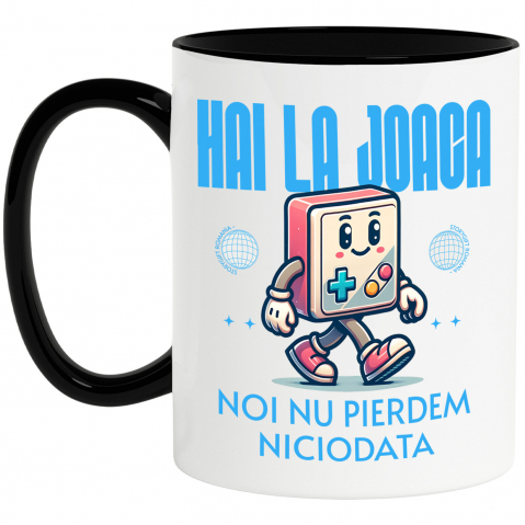 LUME - Cana Personalizata Manetă Jocuri Video Veselă cu Text „Hai la Joacă” - Cadou Personalizat pentru Familie și Prieteni