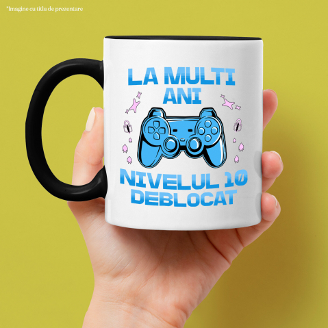 Cana Personalizata Maneta Joc Video „La Mulți Ani Nivelul 10” - Cadou Personalizat pentru Gameri și Iubitorii de Lumea Digitală [1]