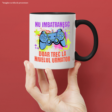 Cana Personalizata Manetă Jocuri Video cu Text „Nu Îmbătrânesc Doar Trec la Nivelul Următor” - Cadou Personalizat pentru Familie și Prieteni [1]