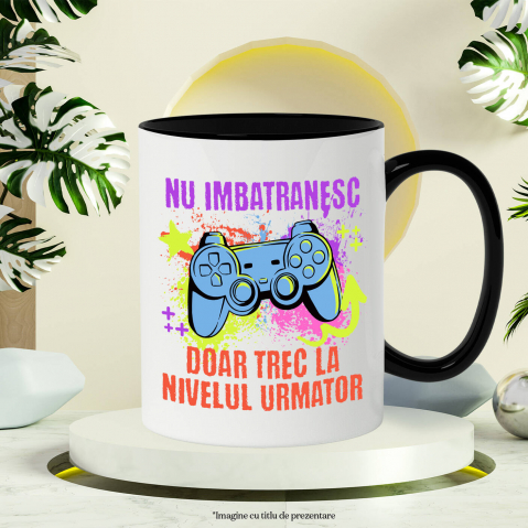 Cana Personalizata Manetă Jocuri Video cu Text „Nu Îmbătrânesc Doar Trec la Nivelul Următor” - Cadou Personalizat pentru Familie și Prieteni [2]