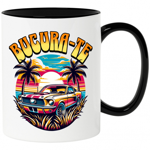 Masini - Cana Personalizata Mașină Vintage de Curse – Apus de Soare pe Insulă Tropicală