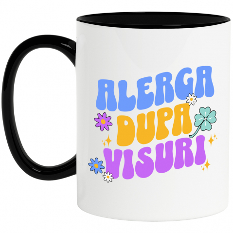 Citate - Cana Personalizata „Alergă după visuri” - Mesaj Inspirational cu Flori Colorate | Cadou Personalizat pentru Familie și Prieteni