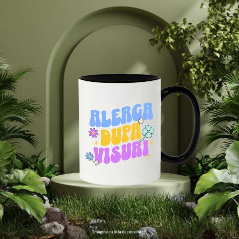 Cana Personalizata „Alergă după visuri” - Mesaj Inspirational cu Flori Colorate | Cadou Personalizat pentru Familie și Prieteni [2]