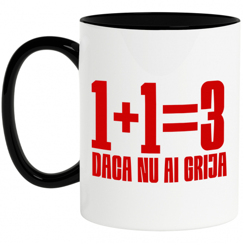 Căni - Cana Personalizata Haios Adunare Matematica Unu Plus Unu Egal Trei – Cadouri Personalizate pentru Familie și Copii