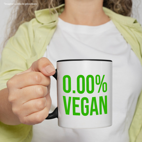 Cana Personalizata Cadou personalizat cu mesaj haios „0,00% Vegan, Carne, Mâncare, Pofticios” – Perfect pentru iubitorii de mâncare [1]