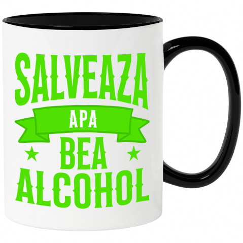 Amuzante - Cana Personalizata „Salvează Apa, Bea Alcool” – Mesaj Haios pentru Petrecere și Distracție