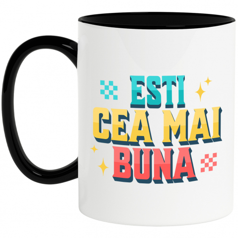 Citate - Cana Personalizata „Ești Cea Mai Bună” – Cadou Romantic Personalizat cu Steagul României | Mesaj de Iubire