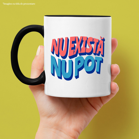 Cana Personalizata Imaginea include un fundal vibrant cu un mesaj plin de energie și optimism „Nu există nu poți”, inspirând puterea de a depăși orice obstacol, perfect pentru un cadou personalizat care aduce un plus de motivație. [1]