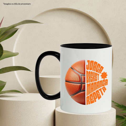 Cana Personalizata Minge Baschet Design Complex – Rutina Zilnică „Joacă Baschet, Mănâncă, Repetă” [2]