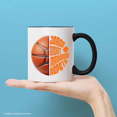 Cana Personalizata Minge Baschet Design Complex – Rutina Zilnică „Joacă Baschet, Mănâncă, Repetă” [1]