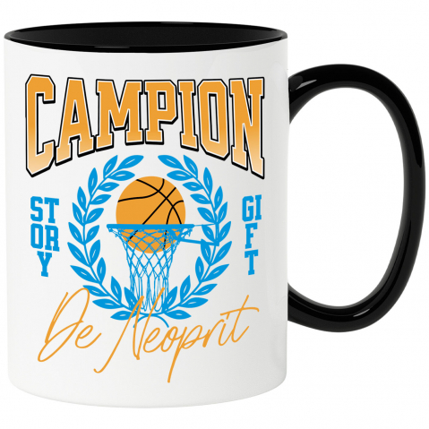 Cana Personalizata Minge de Baschet Personalizată – Campion de Neoprit | Cadou Motivațional