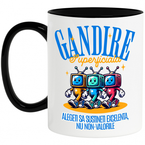 Mixed - Cana Personalizata Monitoare Colorate Vesele cu Text „Gândire Superficială Excelentă” – Cadouri Personalizate Amuzante pentru Familie și Prieteni