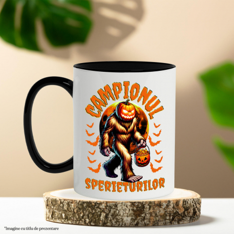 Cana Personalizata Monstru cu Păr și Cap de Dovleac | „Campionul Sperieturilor” | Cadou Personalizat Halloween [2]