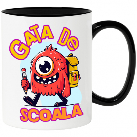 Copii - Cana Personalizata Monstru Vesel cu Blană Roșie – Cadou Personalizat Educațional pentru Copii