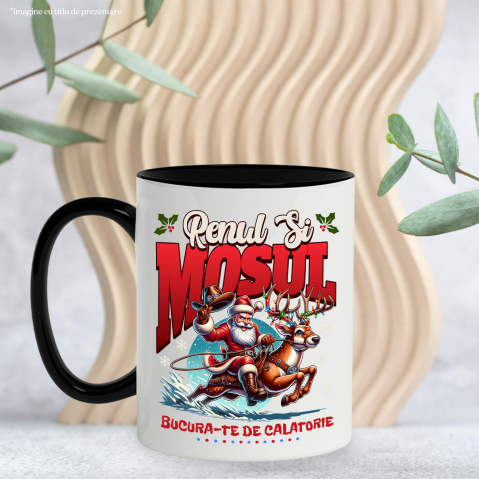 Cana Personalizata Moș Crăciun pe Ren Impodobit - Bucură-te de Călătoria Rapidă și Cadouri Personalizate [2]
