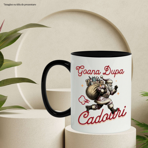 Cana Personalizata Goana după Cadouri! Moș Crăciun Alergând cu Sac de Cadouri – Cadouri Personalizate pentru Familie [2]