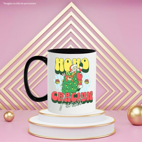 Cana Personalizata Moș Crăciun cu Sac Verde și Cadouri Colorate – Cadouri Personalizate pentru Crăciun Fericit [2]
