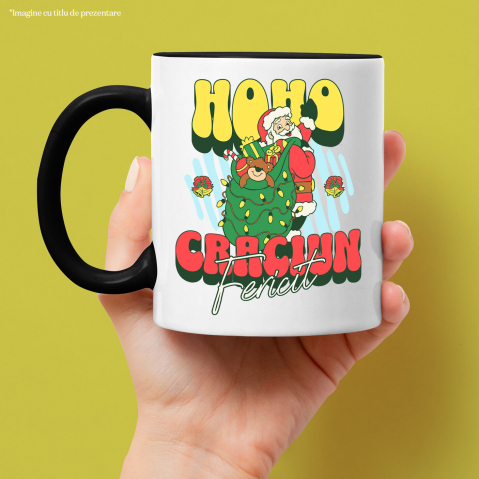 Cana Personalizata Moș Crăciun cu Sac Verde și Cadouri Colorate – Cadouri Personalizate pentru Crăciun Fericit [1]