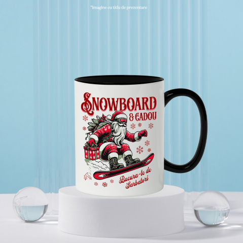 Cana Personalizata Moș Crăciun pe Snowboard cu Cadou – Cadouri Personalizate pentru Sărbători De Neuitat [2]