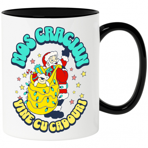 Craciun - Cana Personalizata Tricou Personalizat Crăciun – Moș Crăciun Vesel cu Sac Plin de Cadouri