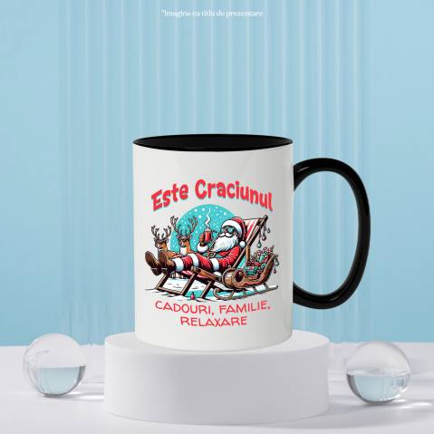 Cana Personalizata Moș Crăciun Vesel pe Șezlong cu Ciocolată Caldă – Cadouri Personalizate pentru Crăciun [2]