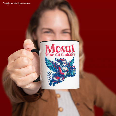Cana Personalizata Moș Crăciun Cu Aripi De Înger - Cadouri Colorate De Crăciun [1]