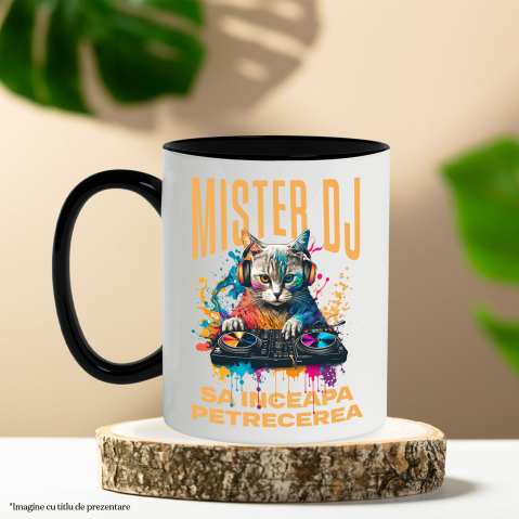 Cana Personalizata "Motan DJ Cu Casti Audio - Distracție Petrecere, Muzică și Zi Aniversară" [2]
