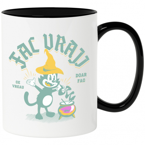 Cu Fotografie - Cana Personalizata Motan cu Pălărie de Vrăjitor | Produse Personalizate pentru Halloween și Familie