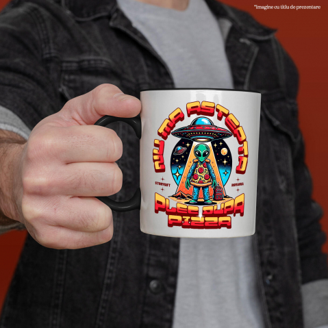 Cana Personalizata Nava spațială cu pizza personalizată și mesaj haios – Cadou original pentru iubitorii de pizza [1]