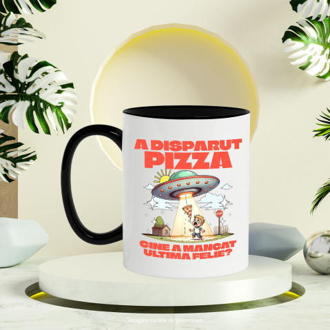 Cana Personalizata Cadou personalizat cu nava spațială și pizza | „Cine a mâncat ultima felie?” pentru copii și familie [2]