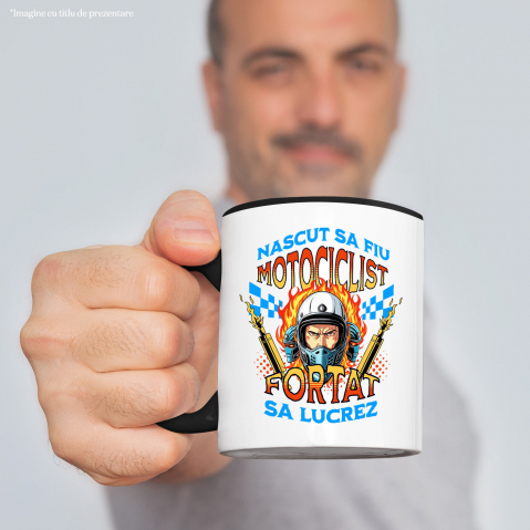 Cana Personalizata Om Cu Cască De Protecție, Motor, Tobele Eșapamentului și Flăcări – Pasiune Moto [1]