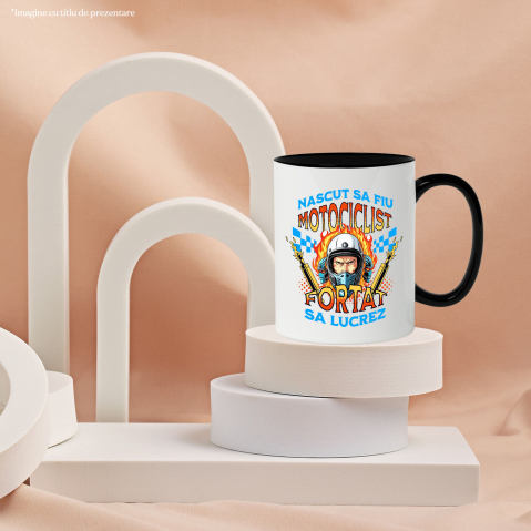 Cana Personalizata Om Cu Cască De Protecție, Motor, Tobele Eșapamentului și Flăcări – Pasiune Moto [2]