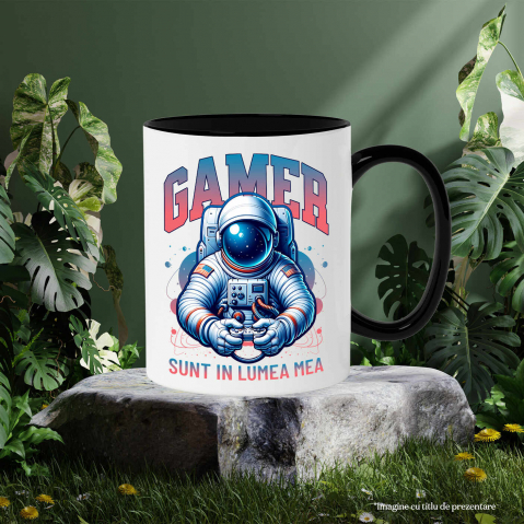 Cana Personalizata Om în Costum Astronaut „Sunt În Lumea Mea” - Cadou Personalizat Gamer [2]