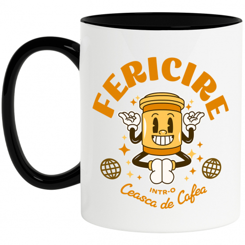 Bauturi - Cana Personalizata „Pahar Personalizat „Fericire Într-o Ceașcă de Cafea” – Cadou Perfect pentru Iubitorii de Cafea și Yoga”