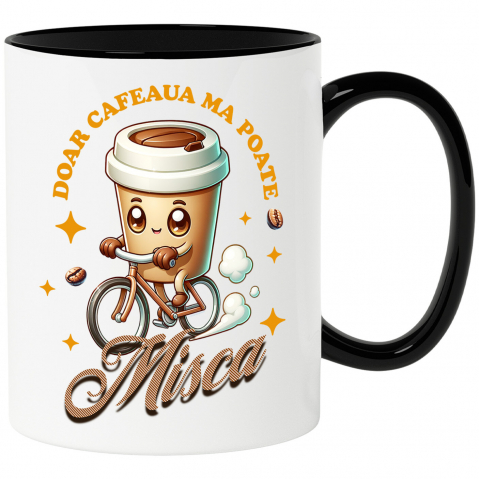 Bauturi - Cana Personalizata „Pahar Personalizat „Doar Cafeaua Mă Mișcă” – Cadou Perfect pentru Iubitorii de Cafea și Biciclete”