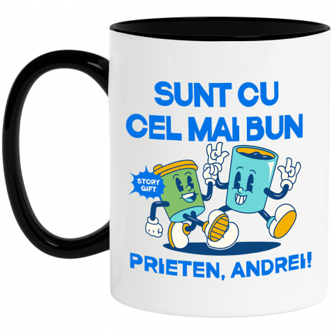 Prieteni - Cana Personalizata Animatie Sef Birou Cu Cafea și Tigara - Cadouri Personalizate pentru Familie, Copii, Tati și Prieteni