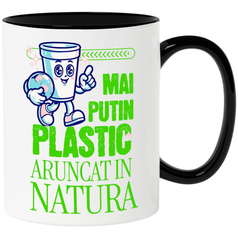 Calatorie - Cana Personalizata "Pahar Ecologic cu Planeta Pământ – Mai Puțin Plastic Aruncat în Natură"