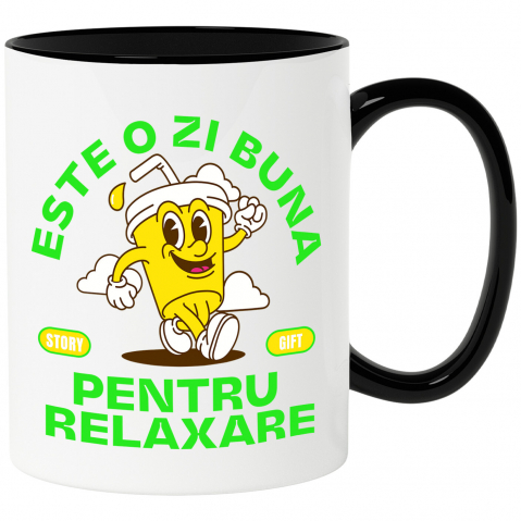 Căni - Cana Personalizata „Pahar de Suc Vesel cu Pai - Cadou Relaxare pentru Familie și Copii”