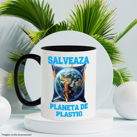 Cana Personalizata "Produse ecologice personalizate – Pământ Terra în pungă de plastic, protejează mediul" [2]