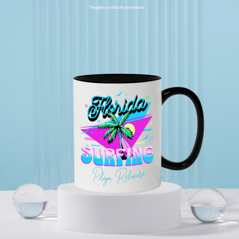 Cana Personalizata "Produse personalizate pentru vacanță – Palmier cu nuci de cocos și placă de surf în Florida pentru surfing" [2]