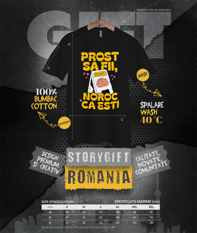 Tricou Femei, Barbati, Copii, Fata, Baiat, Unisex Personalizat „Prost să fii, noroc că ești” – Cadouri Personalizate cu Mesaj Amuzant și Inteligent [3]