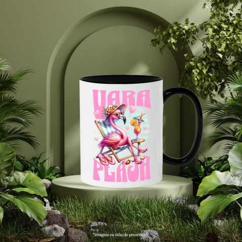Cana Personalizata "Produse personalizate pentru vară – Flamingo roz cu pălărie florală și cocktail pentru vacanță la plajă" [2]
