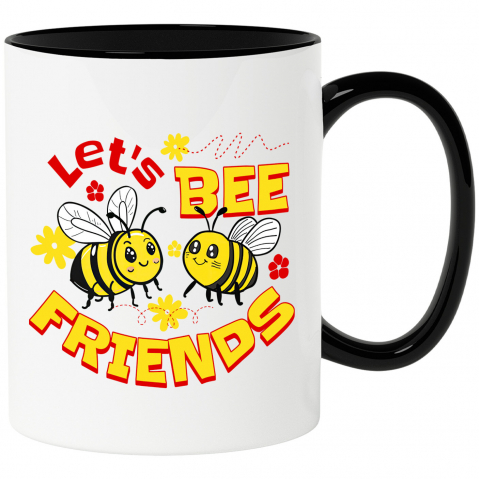 Prieteni - Cana Personalizata Cadouri personalizate prieteni și familie – Pereche albine vesele și flori colorate