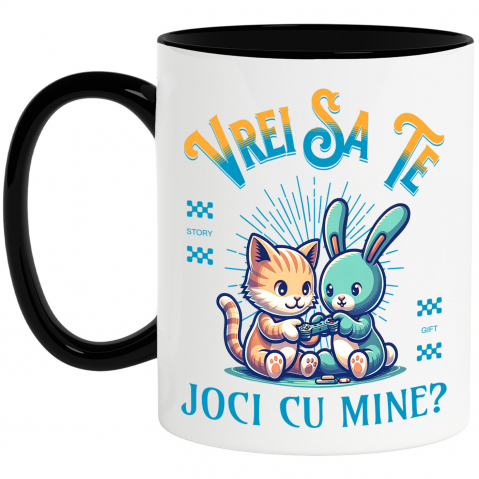Cadouri Pentru Copii - Cana Personalizata Tricou Personalizat Pisică și Iepure – Cadou Jucăuș pentru Copii | Desene Animate