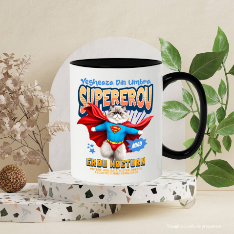 Cana Personalizata Pisică Persană Supererou – Design Personalizat pentru Iubitorii de Animale și Familie [2]