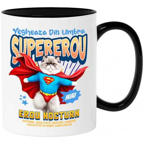 Supereroi - Cana Personalizata Pisică Persană Supererou – Design Personalizat pentru Iubitorii de Animale și Familie