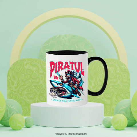 Cana Personalizata Pirat Nervos pe Rechin cu Sabie - Cadou Personalizat pentru Copii și Tati [2]