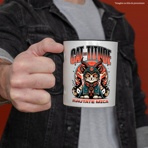 Cana Personalizata Pisica Bizara Stil Asiatic Cu Ochi Roșii – Cat-titude Răutate Mică – Cadou Personalizat Iubitorilor De Pisici [1]